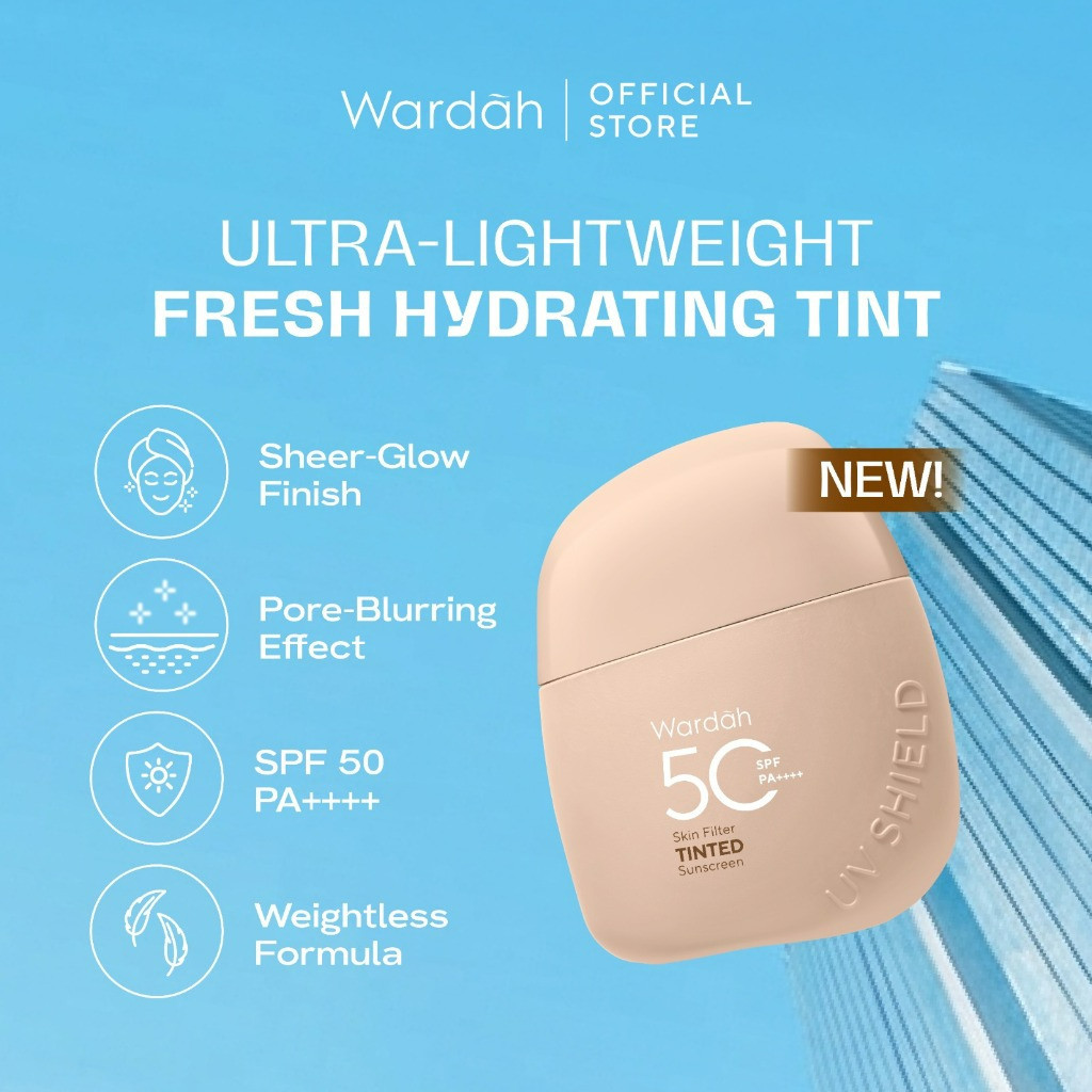 wardah uv shield skin filter tinted sunscreen spf 50 pa+++ 30ml/tabir surya wardah uv shield skin filter tinted sunscreen spf 50 pa+++ 30ml/tabir surya