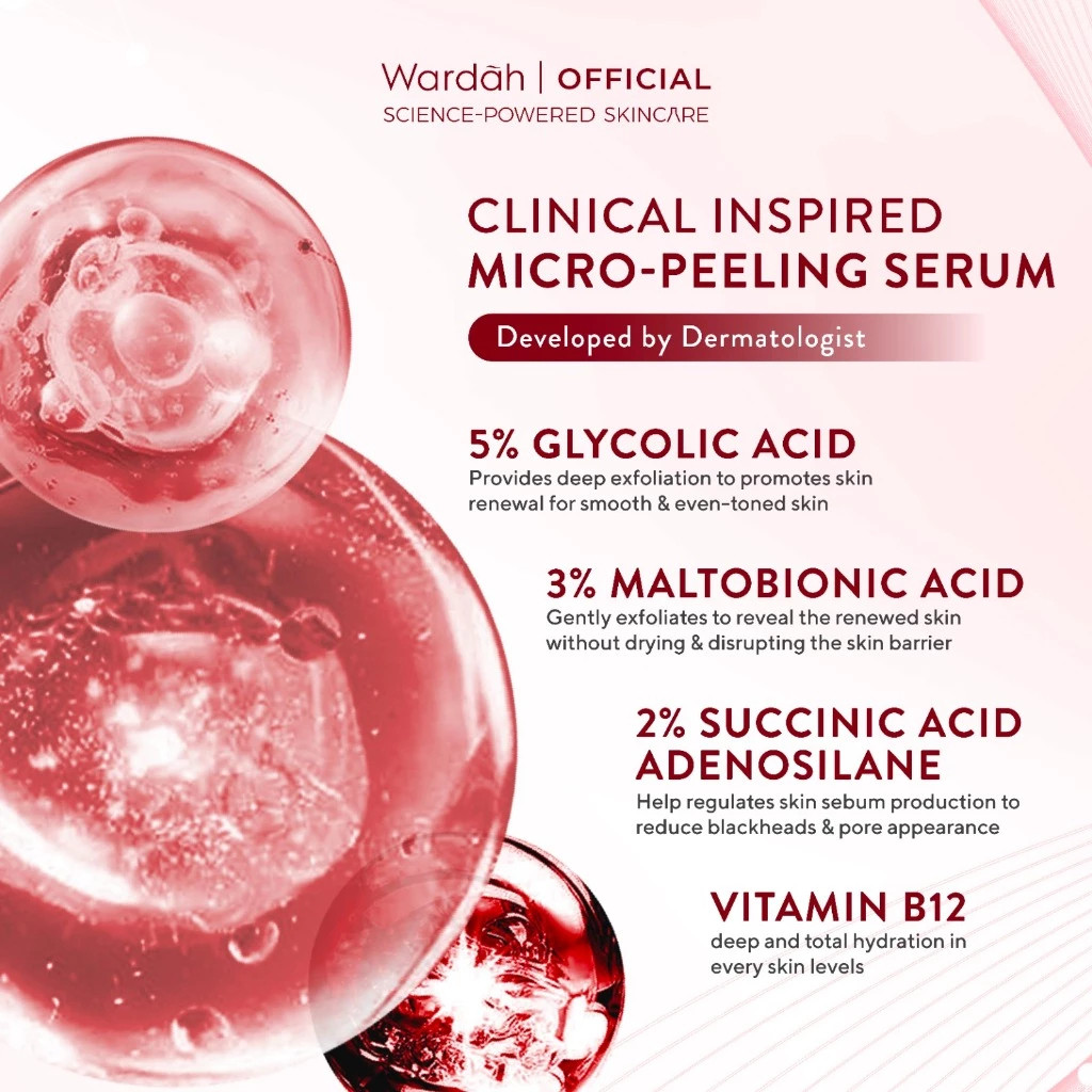 wardah 5% glycolic acid micro peeling serum 20ml/serum wajah wardah 5% glycolic acid micro peeling serum 20ml/serum wajah