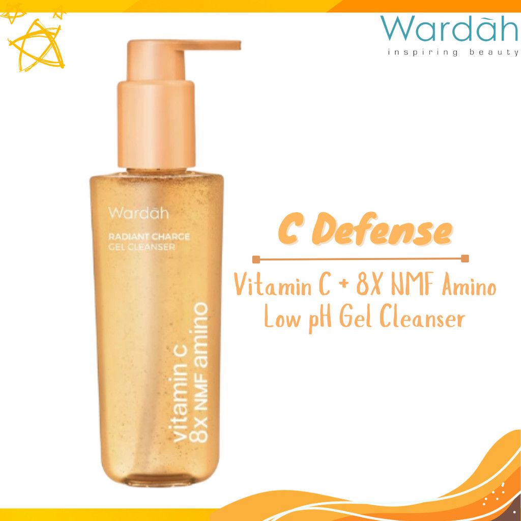 wardah vitamin c + 8x nmf amino radiant charge gel cleanser 120ml/pembersih wajah wardah vitamin c + 8x nmf amino radiant charge gel cleanser 120ml/pembersih wajah