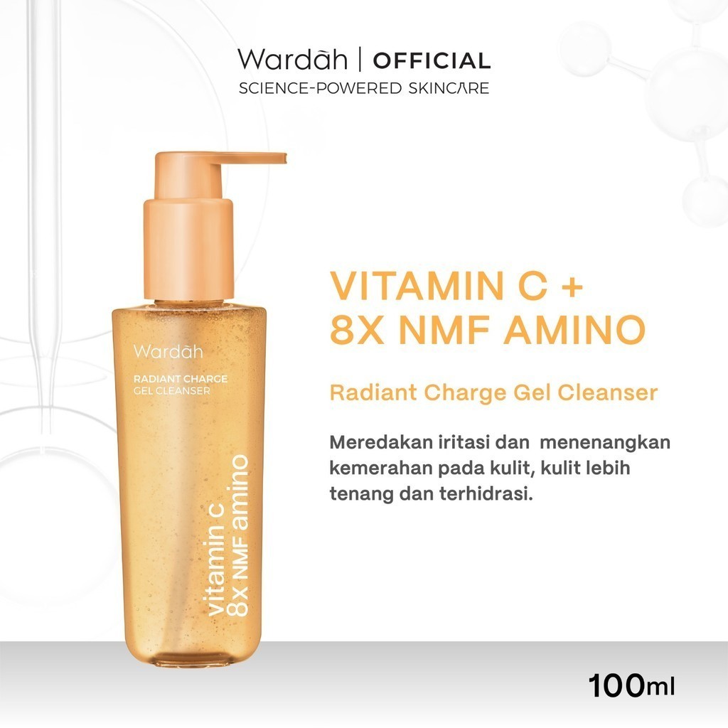 wardah vitamin c + 8x nmf amino radiant charge gel cleanser 120ml/pembersih wajah wardah vitamin c + 8x nmf amino radiant charge gel cleanser 120ml/pembersih wajah
