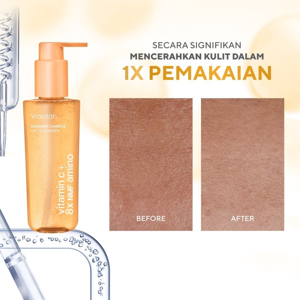 wardah vitamin c + 8x nmf amino radiant charge gel cleanser 120ml/pembersih wajah wardah vitamin c + 8x nmf amino radiant charge gel cleanser 120ml/pembersih wajah