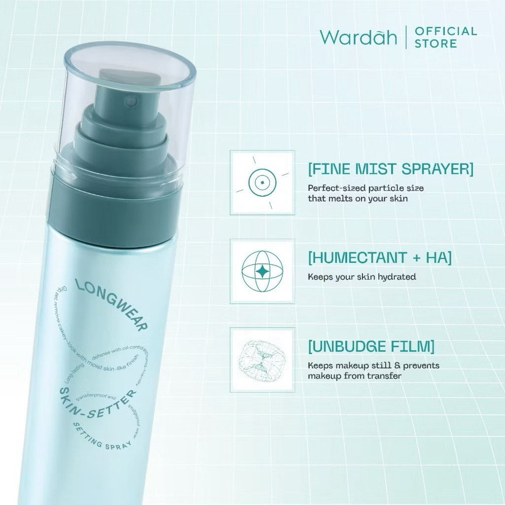 wardah longwear skin setter setting spray 80ml/pengunci make up wardah longwear skin setter setting spray 80ml/pengunci make up