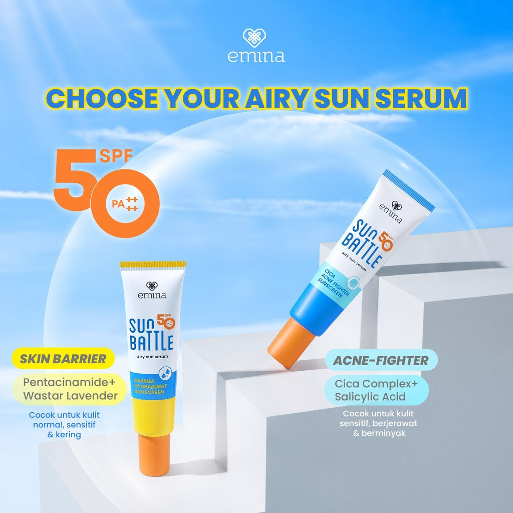emina sun battle spf 50 pa++++ barrier hydraburst sunscreen 30ml emina sun battle spf 50 pa++++ barrier hydraburst sunscreen 30ml