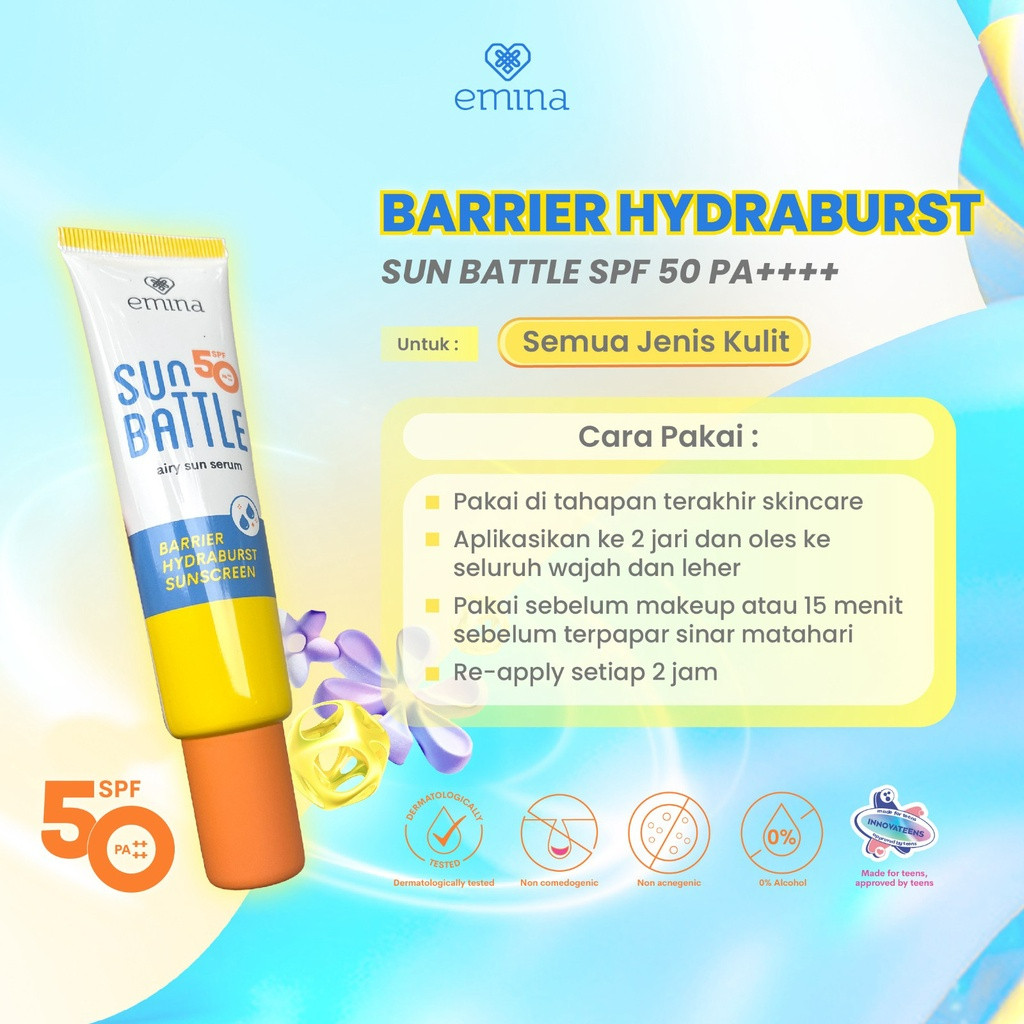 emina sun battle spf 50 pa++++ barrier hydraburst sunscreen 30ml emina sun battle spf 50 pa++++ barrier hydraburst sunscreen 30ml
