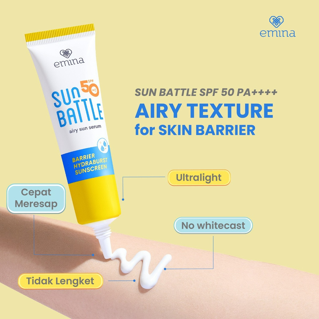 emina sun battle spf 50 pa++++ barrier hydraburst sunscreen 30ml emina sun battle spf 50 pa++++ barrier hydraburst sunscreen 30ml