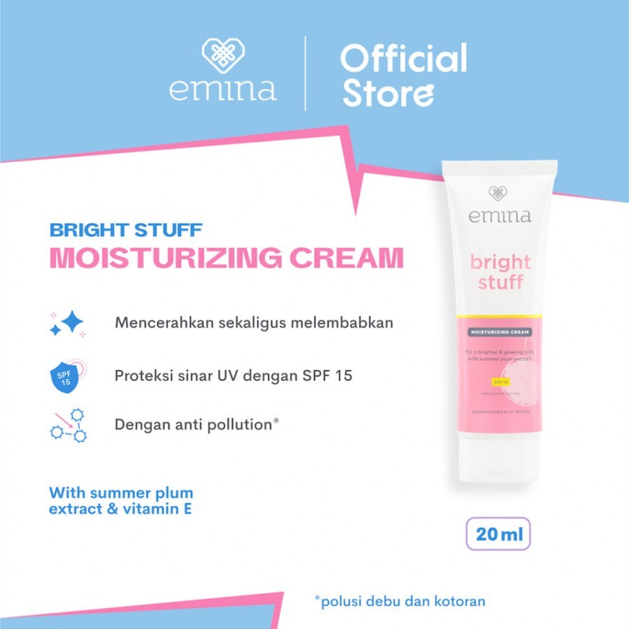 emina bright stuff moisturizing cream 20ml/pelembab wajah emina bright stuff moisturizing cream 20ml/pelembab wajah