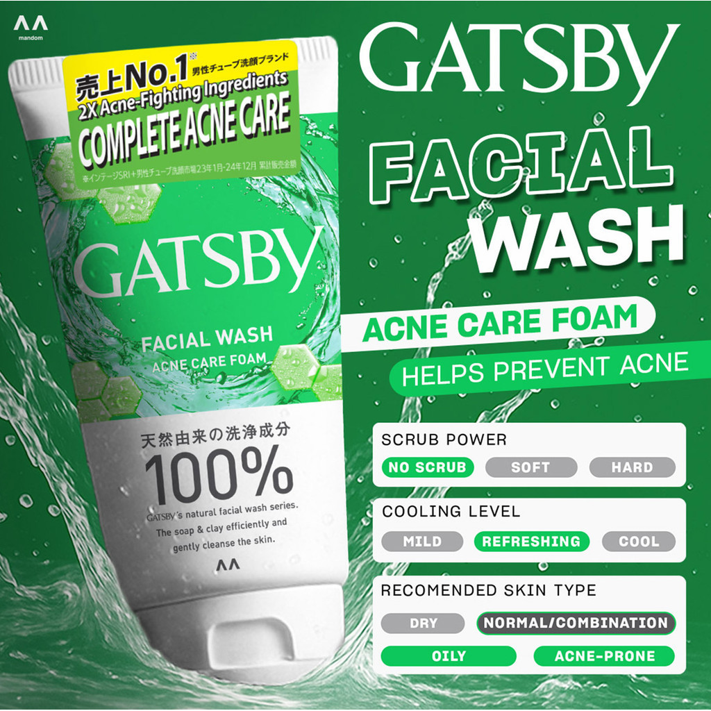 gatsby facial wash 100g/pembersih wajah pria gatsby facial wash 100g/pembersih wajah pria